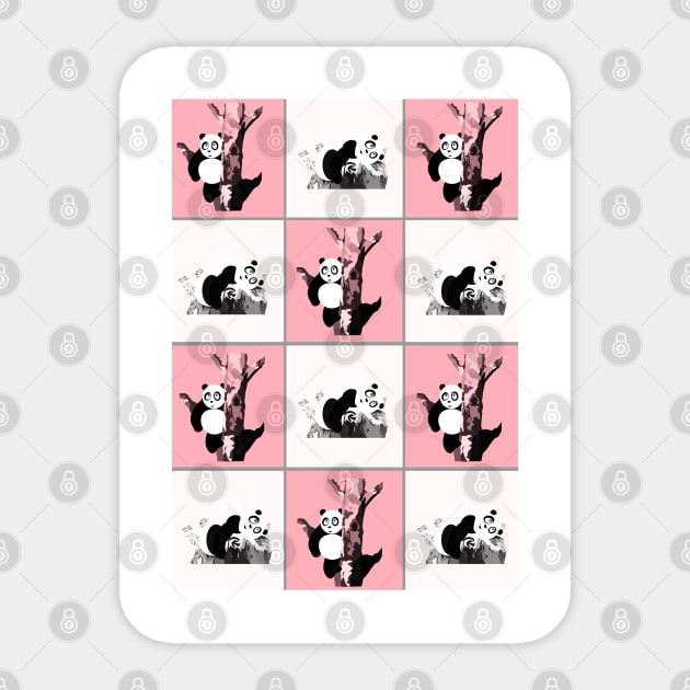 Pandas Checker - Pink Sticker by adamzworld